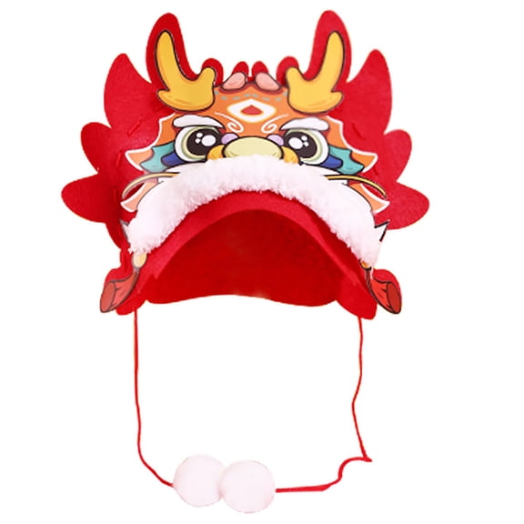 comerut Hat Material Kit Handmade Traditional Chinese Zodiac Dragon Head Hat for Kids Festival New Year Gift