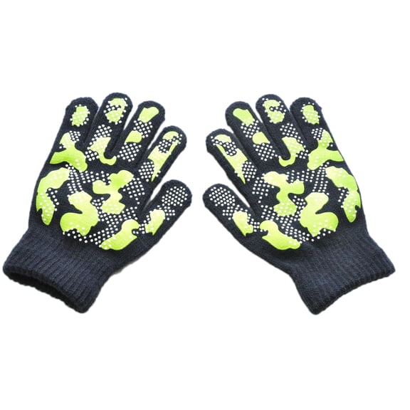 comerut Kids Autumn Winter Camouflage Anti Slip Knitted Gloves Boys Girls Sports Mitten