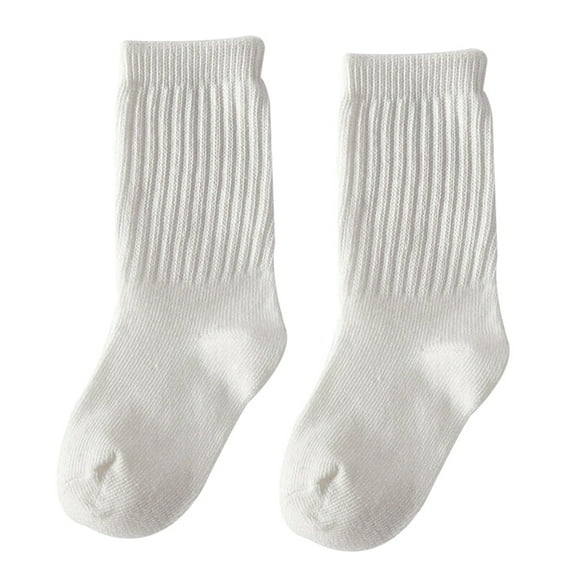 comerut Kids Girl Boy Solid Color Stretchy Soft Warm Breathable Middle Tube Crew Socks
