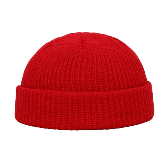 comerut Knitted Hat Hip Hop Casual Flanging Stretchy Soft Keep Warm Solid Color Autumn Winter Women Men Skull Beanie Cap for Outdoor