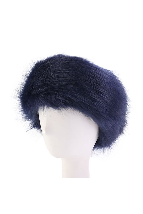 Ladies Winter Faux Fur Soft Fluffy Cozy Warm Unisex Thick Furry Headband Winter Outdoor Earwarmer Empty Top Elastic Anti-slip Ski Hat