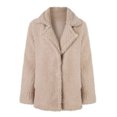 thumbnail image 1 of comerut Lapel Long Sleeve Thickened Warm Women Coat Winter Solid Color Open Front Plush Jacket Daily Clothing, 1 of 8