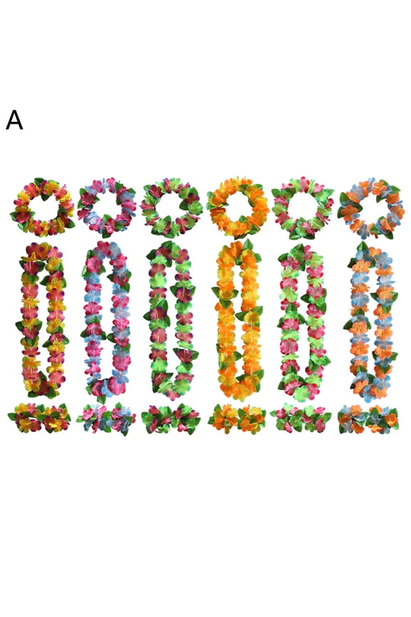 Lei Kit Vibrant Colors Breathable Party Favors Hawaiian Party Decorations Necklaces Lei Bracelet for Outdoor