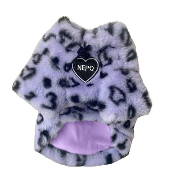 comerut Leopard Print Winter Cat Clothes 2-legged Thickened Warm Soft Lining Easy to Wear Pet Boys Girls Tiny Cat Outfits