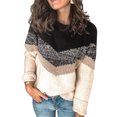 thumbnail image 1 of comerut Long Sleeve Knitted Sweater Loose Fit Knitwear Stripes Patchwork Warm Sweater Jumper Ladies Clothing, 1 of 8