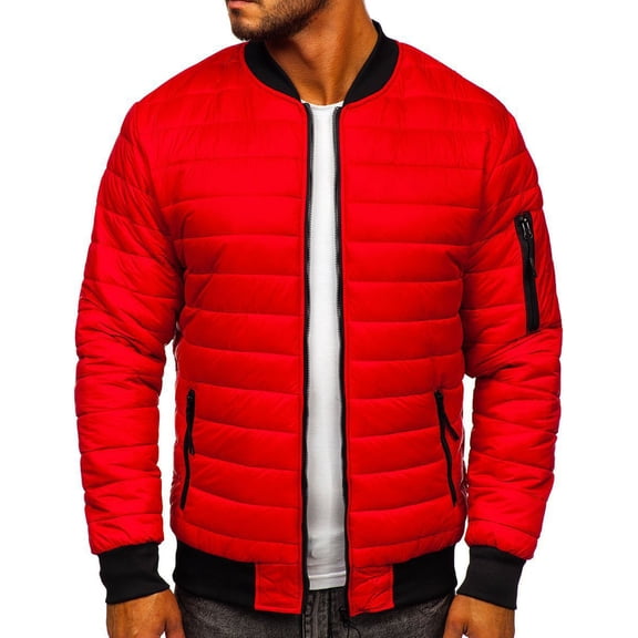 comerut Men Coat Solid Color Padded Thick Warm Winter Jacket for Daily Wear