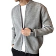 thumbnail image 1 of comerut Men Coat Zipper Closure Stand Collar Long Sleeves Ribbed Soft Keep Warm Solid Color Autumn Winter Cardigan Sweater Jacket for Daily, 1 of 8