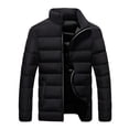 thumbnail image 1 of comerut Men Cotton Jacket Autumn Winter Warm Contrast Color Long Sleeves Stand Collar Zipper Pocket Casual Loose Fit Male Coat Outwear, 1 of 7