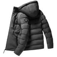 thumbnail image 1 of comerut Men Down Coat Hooded Padded Drawstring Warm Winter Quilted Down Coat for Daily Wear, 1 of 8
