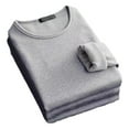 thumbnail image 1 of comerut Men Fall Winter Base Top Round Neck Long Sleeve Solid Color Plus Size Soft Plush Elastic Pullover Warm Bottoming T-shirt, 1 of 8