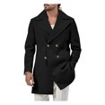 thumbnail image 1 of comerut Men Fall Winter Overcoat Loose Solid Color Thick Long Sleeve Mid Length Double-breasted Turn-down Collar Winproof Warm Pockets Men Coat, 1 of 8