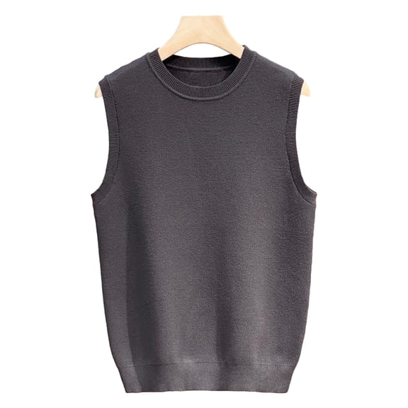 comerut Men Fall Winter Sweater Vest Thick Knitted Elastic Solid Color Sleeveless O Neck Pullover Casual Bottoming Warm Mid Length Men Sweater Top