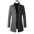 comerut Men Fall Winter Trench Coat Stand Collar Singlebreasted