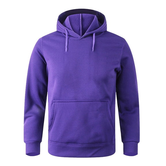 comerut Men Hooded Long Sleeve Sweatshirt Drawstring Front Pocket Solid Color Pullover Hoodie Casual Warm Tops Streetwear
