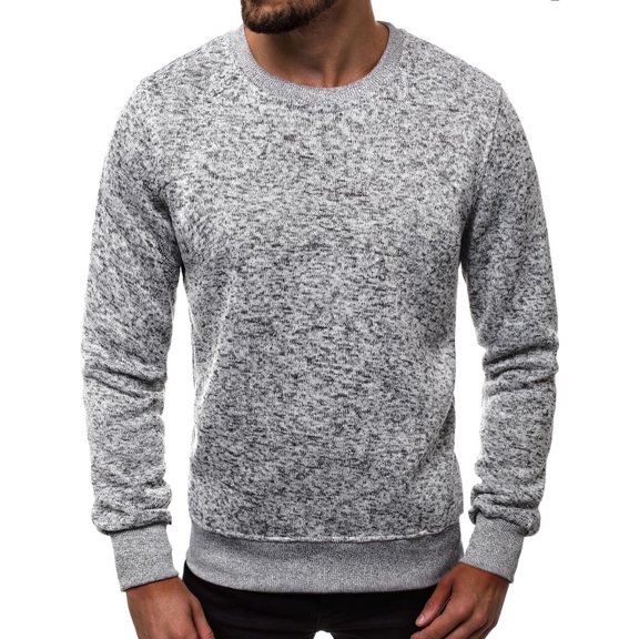 comerut Men Sweater Solid Color Knitted Autumn Winter Warm Pure Color Sweater Pullover for Daily Wear