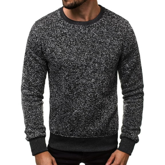 comerut Men Sweater Solid Color Knitted Autumn Winter Warm Pure Color Sweater Pullover for Daily Wear