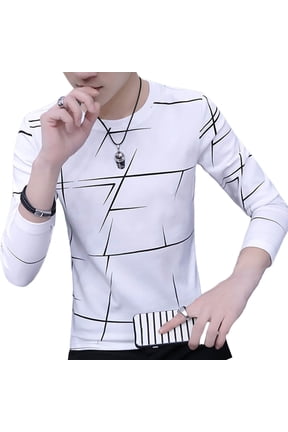 Men T-shirt Long Sleeves Round Neck Pullover Soft Young Style Warm Comfortable Crew Neck Casual Spring Tops for Daily Wear