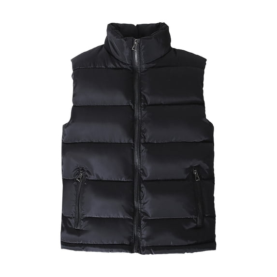 comerut Men Waistcoat Stand Collar Sleeveless Vest Coat with Pockets Zipper Closure Warm Comfortable Down Waistcoat