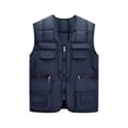 thumbnail image 1 of comerut Men Waistcoat V-Neck Sleeveless Zipper Placket Vest Coat with Multi Pockets Solid Color Windproof Warm Down Vest Jacket, 1 of 7