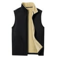 thumbnail image 1 of comerut Men Winter Casual Sleeveless Jacket Stand Collar Warm Fleece Lining Waistcoat Pockets Zipper Placket Vest Coat, 1 of 7