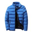 thumbnail image 1 of comerut Men Winter Coat Padded Thick Solid Color Zipper Closure Stand Collar Long Sleeve Windproof Soft Warm Cold Resistant Men Jacket, 1 of 8