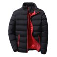 thumbnail image 1 of comerut Men Winter Coat Padded Thick Solid Color Zipper Closure Stand Collar Long Sleeve Windproof Soft Warm Cold Resistant Men Jacket, 1 of 8