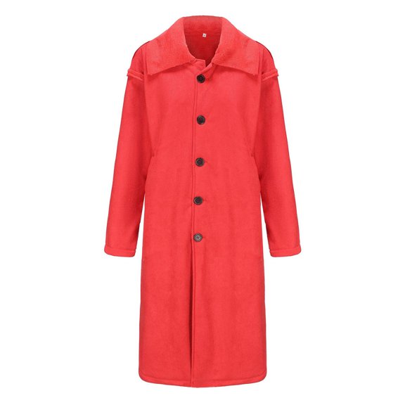 comerut Men Winter Coat Thick Soft Plush Solid Color Long Sleeve Cold Resistant Single-breasted Lapel Outdoor Warm Mid Length Coat