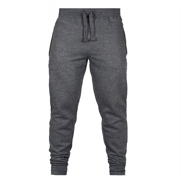 comerut Men Winter Pants Thickened Plush Solid Color Drawstring Elastic Waist Plus Size Slim Fit Mid Waist Warm Ankle-banded Pockets Sports Trousers Daily Sweatpants