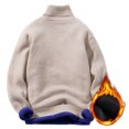 thumbnail image 1 of comerut Men Winter Sweater Knitting Turtleneck Fleece Solid Color Thicken Keep Warm Neck Protection Plus Size Pullover Spring Sweater Male Clothes, 1 of 8