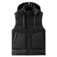 thumbnail image 1 of comerut Men Winter Waistcoat Hooded Sleeveless Thick Solid Color Cardigan Padded Windproof Warm Smooth Pockets Drawstring Men Winter Vest Coat, 1 of 7