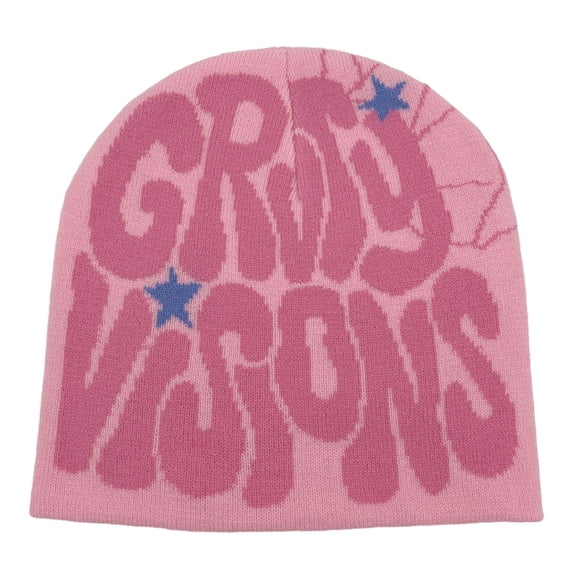 comerut Men Women Knitting Beanie Hat Letter Jacquard Print Hip Hop Style Warm Winter Elastic Knitting Hat Streetwear