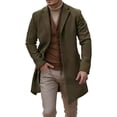 thumbnail image 1 of comerut Men Woolen Coat Lapel Long Sleeve Single-Breasted Solid Color Mid-length Coat Autumn Winter Warm Outwear, 1 of 8