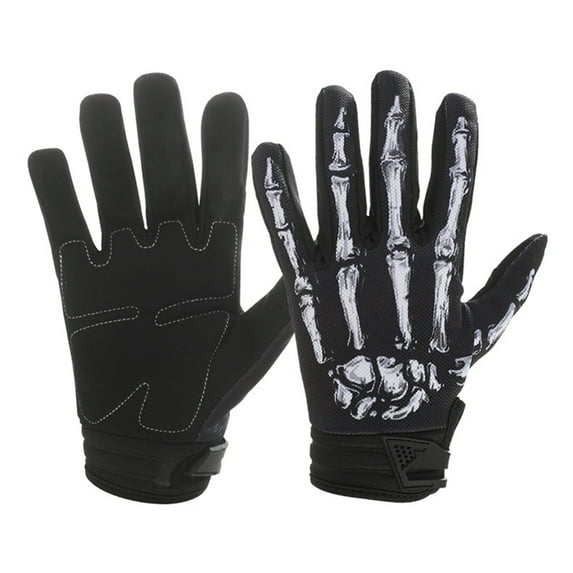 comerut Motorcycle Riding Gloves Skeleton Pattern Touchscreen Cycling Gloves Breathable Anti-slip Outdoor Gloves for Men Women