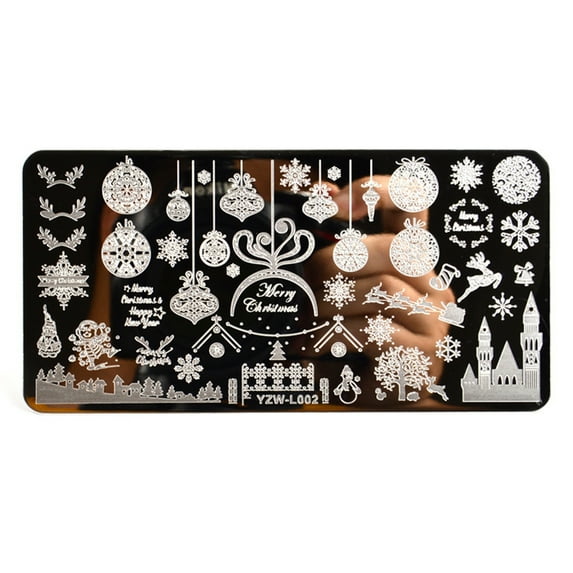 comerut Nail Stamping Plate Clear Engraved Christmas Pattern Stainless Steel Nail Decoration Image Templates for Salon