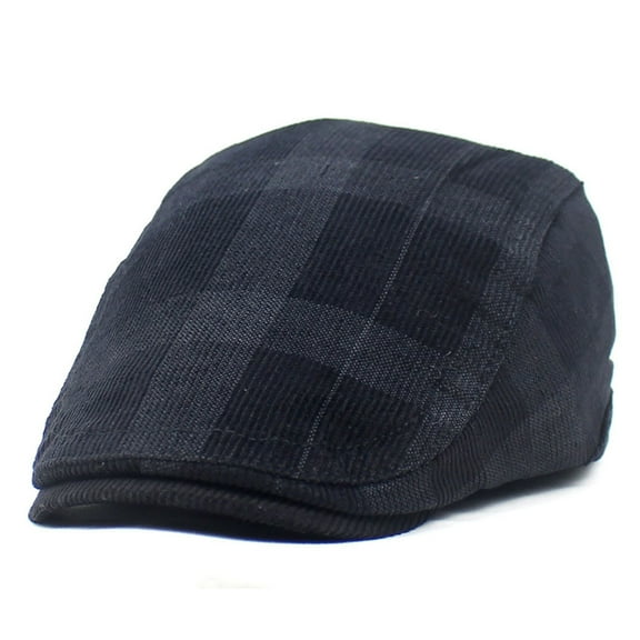 comerut Newsboy Cap Retro Plaid Thick Soft Breathable Keep Warm Comfortable Autumn Winter Men Beret Flat Hat for Hunting