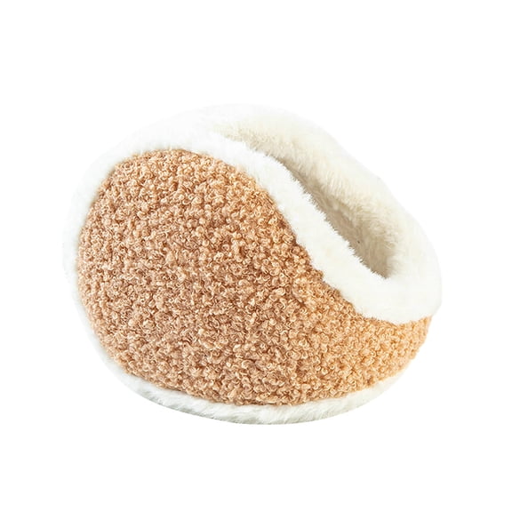 comerut Patchwork Color Elastic Cute Winter Earmuffs Women Thickened Plush Warmer Ear Covers for Cold Weather