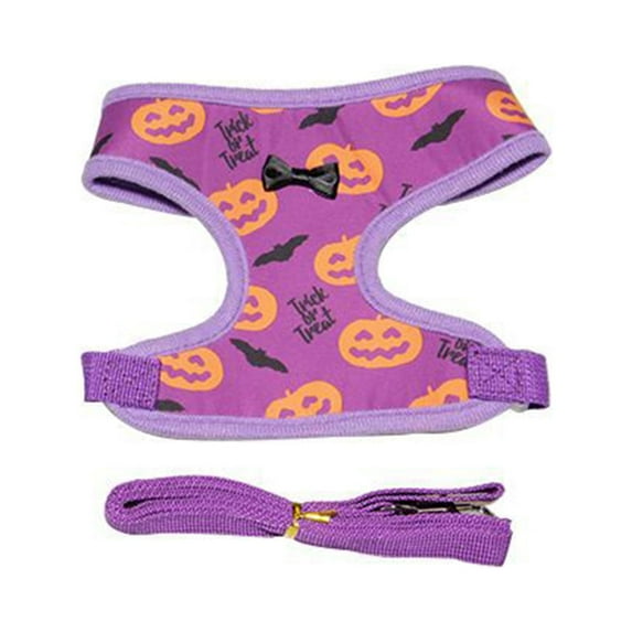 comerut Pet Chest Strap Set Halloween Series Pattern Decorative Good Air Permeality Pet Cats Dogs Harness Traction Rope Kit for Festival