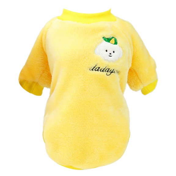 comerut Pet Clothes Cartoon Dog Pattern Keep Warmth Skin-friendly Cute Dogs Coral Fleece Sweatshirt Costume for Winter