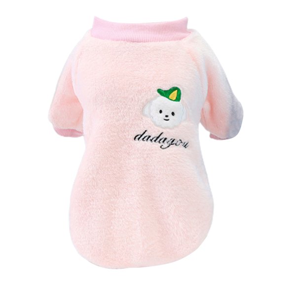 comerut Pet Clothes Cartoon Dog Pattern Keep Warmth Skin-friendly Cute Dogs Coral Fleece Sweatshirt Costume for Winter