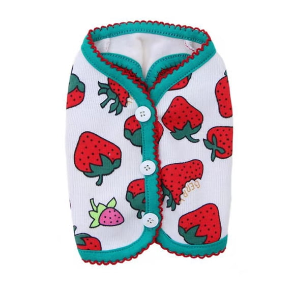 comerut Pet Clothes Cartoon Strawberry Pattern Cosplay Warm Pet Dog Vest Outfit for Casual