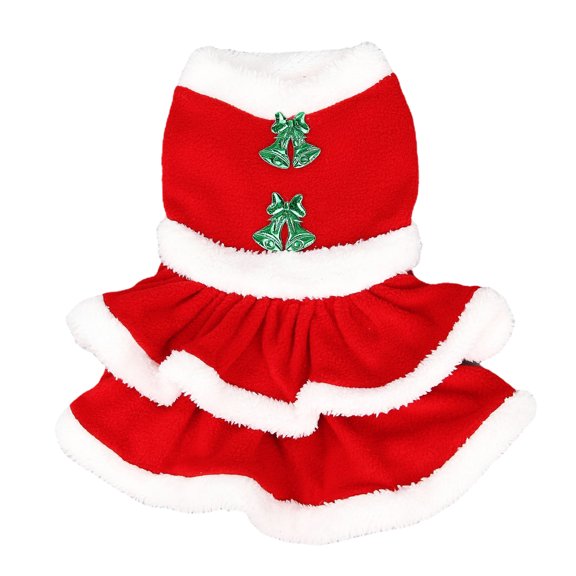 comerut Pet Clothes Fur Collar Cake Design Soft Comfortable Attractive Photograph Prop Fleece Christmas Festival Pet Skirt for Autumn