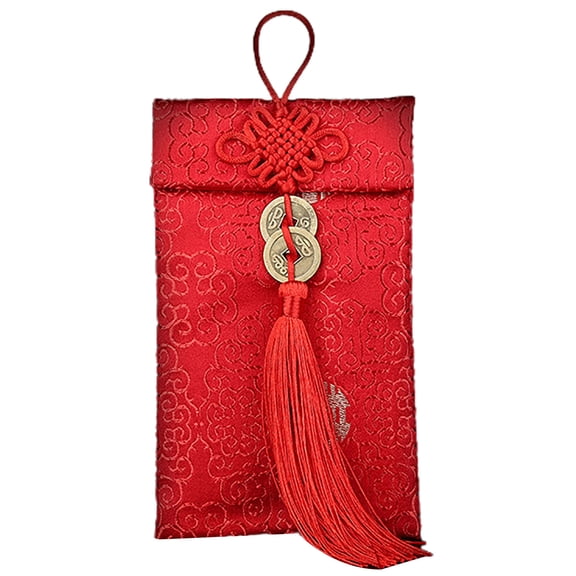 comerut Propitious Clear Pattern Red Envelope Satin Auspicious Elegant Lucky Money Bag for New Year
