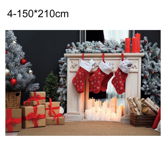 comerut Rectangle Christmas Backdrop No-wrinkle Fabric Santa Claus Background Screen Party Decor