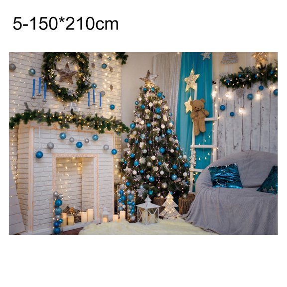 comerut Rectangle Christmas Backdrop No-wrinkle Fabric Santa Claus Background Screen Party Decor