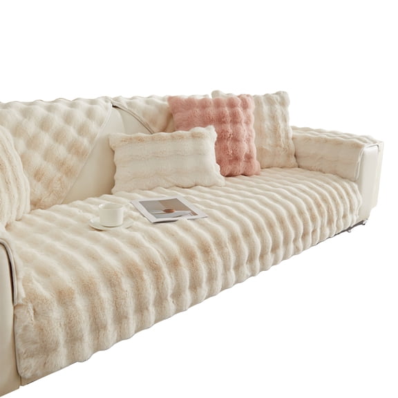 comerut Soft Long Couch Cover Thicken Warm Sofa Seat Mat Full Coverage Pet Dog Cat Proof Slipcover Non Slip Elastic Furniture Sofa Protector Household Supplies