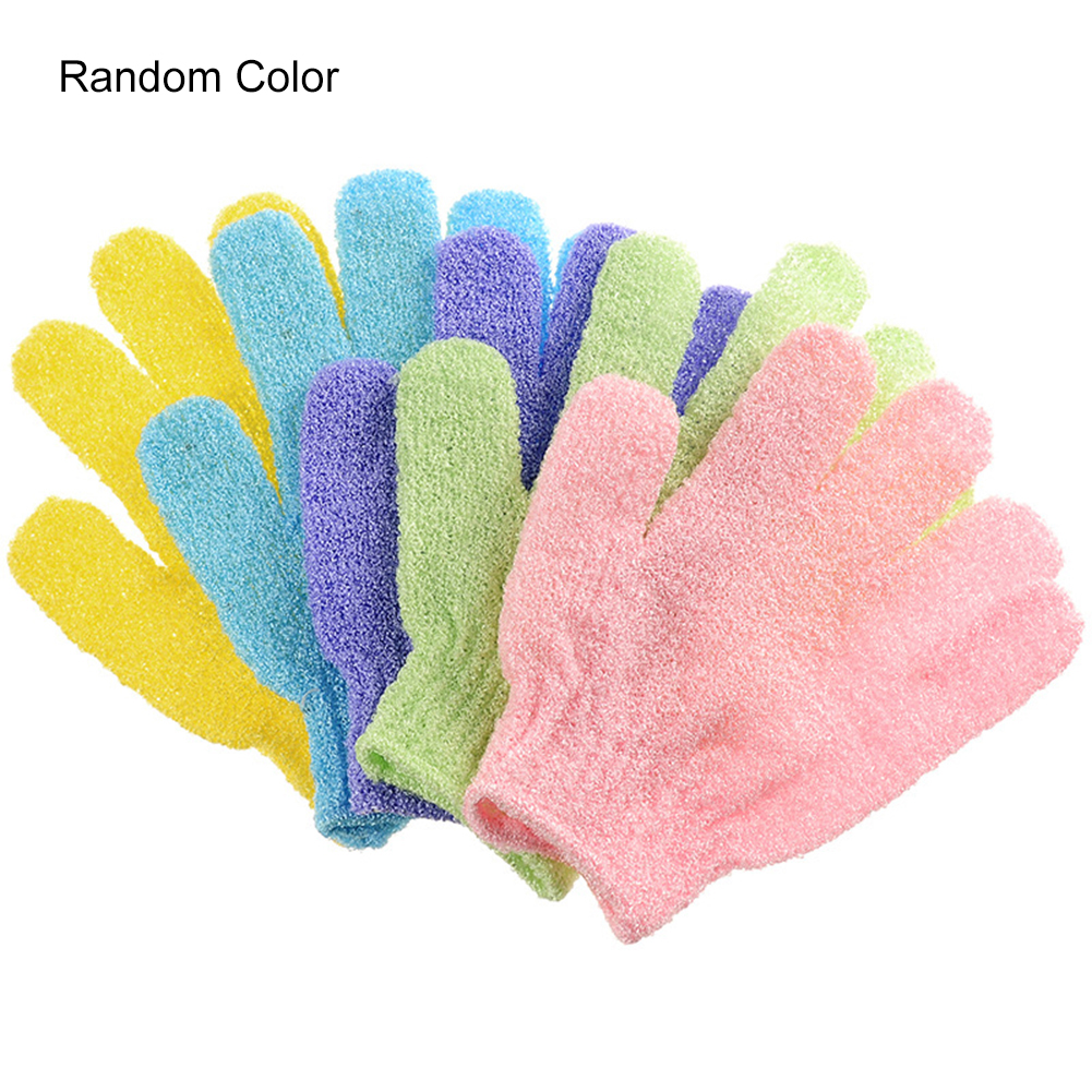 comerut Solid Color Shower Bath Gloves Exfoliating Skin Wash Spa
