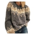 thumbnail image 1 of comerut Sweater Long Sleeve Knitted Warm Vintage O Neck Pullover for Women, 1 of 8