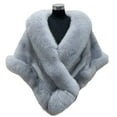 thumbnail image 1 of comerut Thickened Warm Solid Color Fluffy Cape Coat Women Winter Faux Mink Fox Fur Shawl, 1 of 7