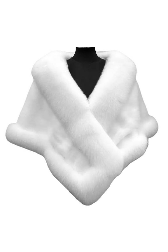 Thickened Warm Solid Color Fluffy Cape Coat Women Winter Faux Mink Fox Fur Shawl
