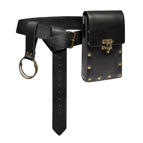 comerut Unisex Retro Belt Bag Steampunk Renaissance Belt Pouch Coin Purse Medieval Festival Costume Halloween Accessories Hike Up Skirt Belt Casual Fanny Pack Waist Bag